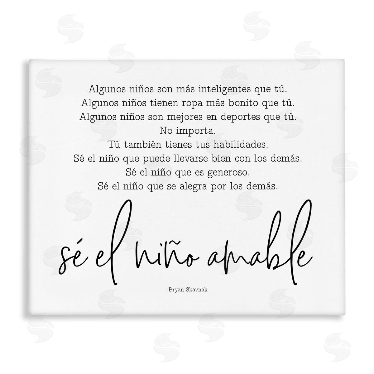 Lettered and Lined Se el Niño Amable Canvas Wall Art Print