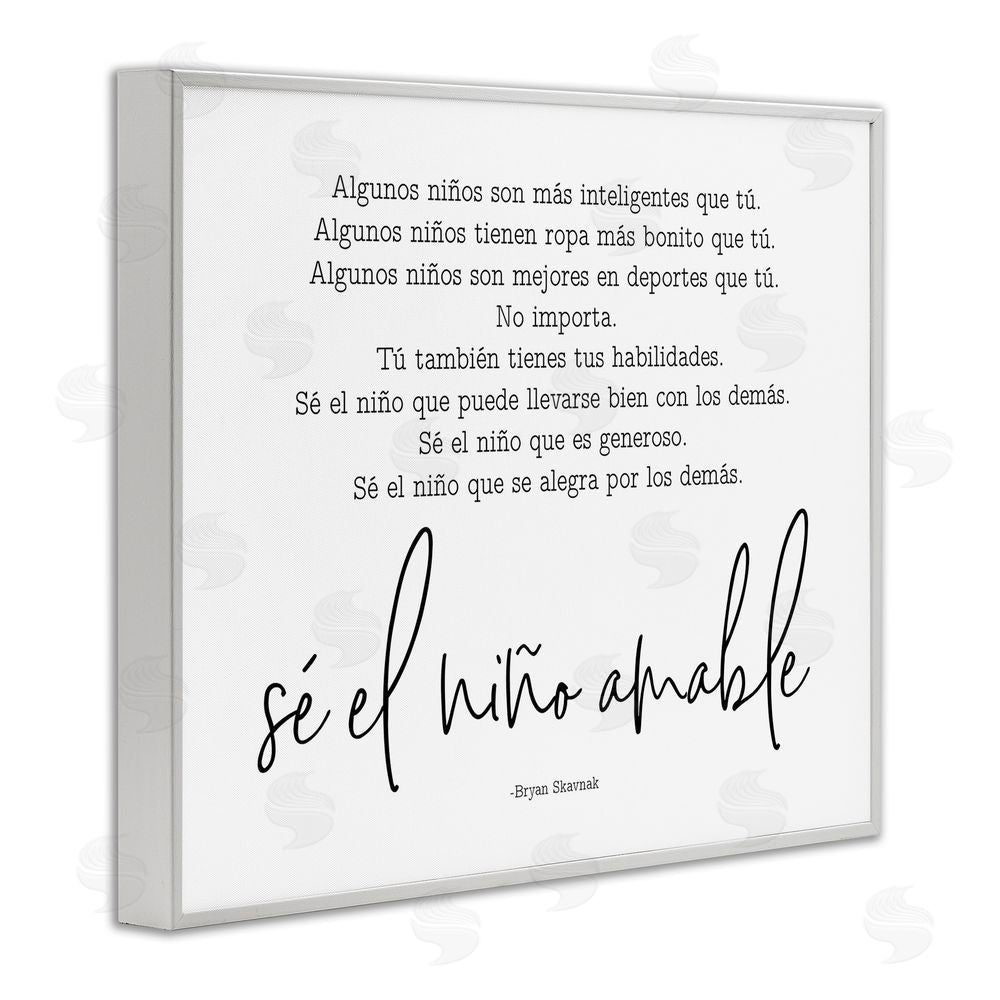 Lettered and Lined Se el Niño Amable White Framed Giclee Wall Art Print