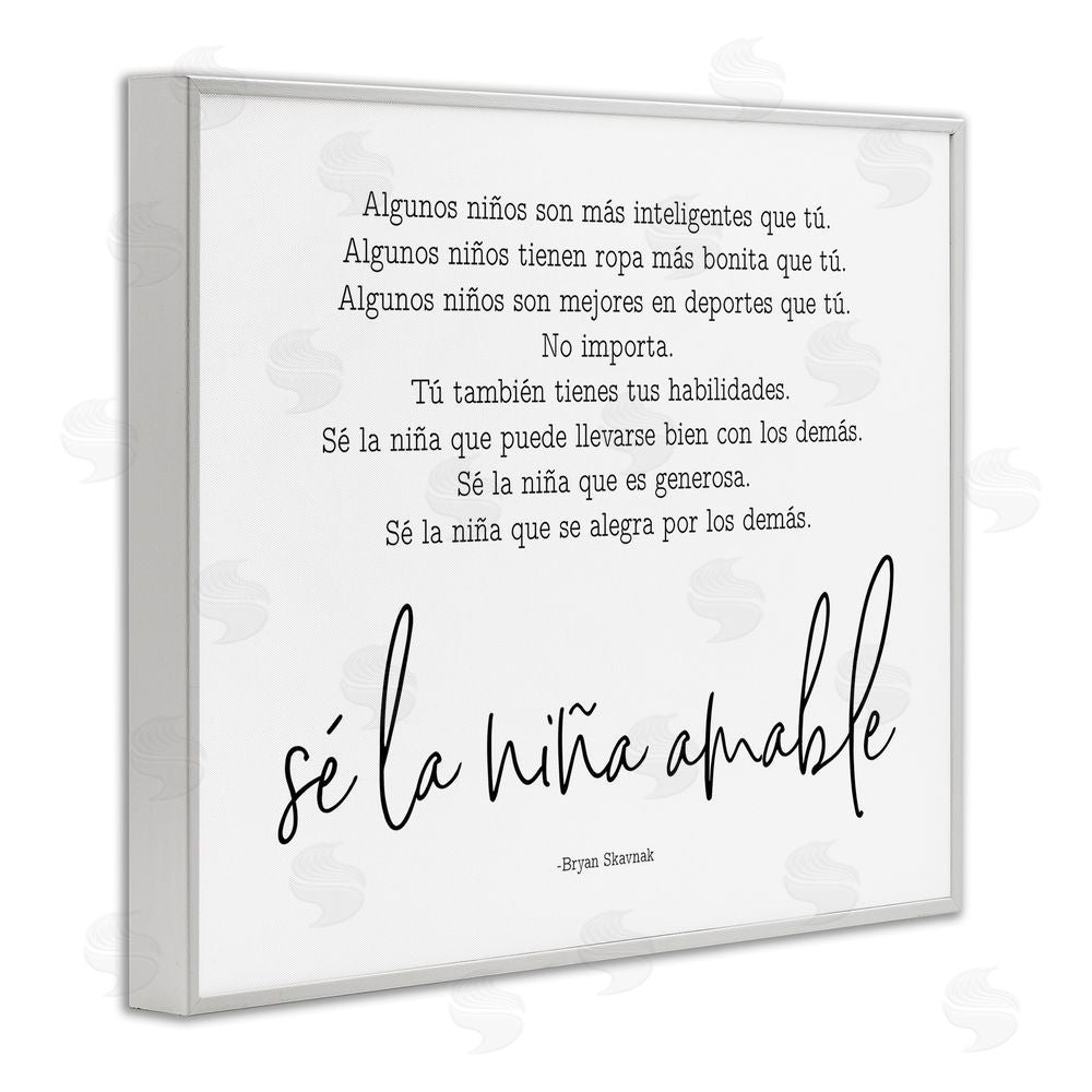 Lettered and Lined Se la Niña Amable White Framed Giclee Wall Art Print