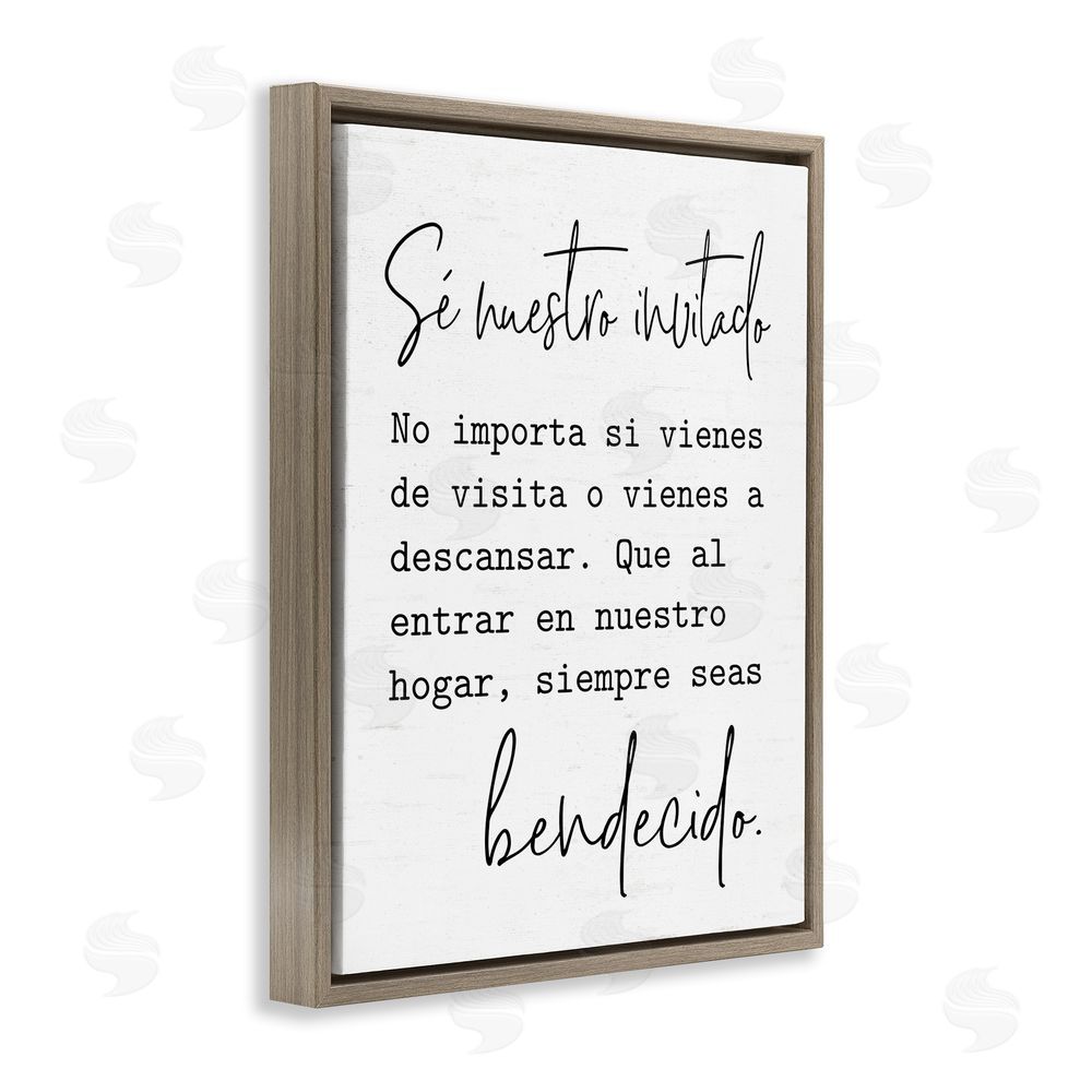 Lettered and Lined Se Nuestro Invitado Brown Floating Frame Canvas Wall Art Print