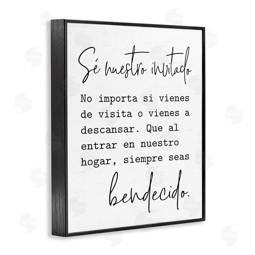 Lettered and Lined Se Nuestro Invitado Black Framed Giclee Wall Art Print