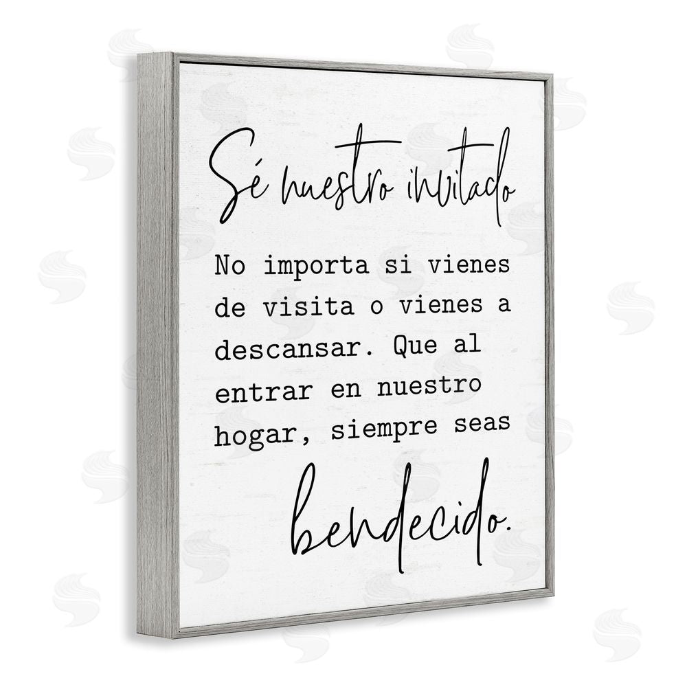 Lettered and Lined Se Nuestro Invitado Gray Framed Giclee Wall Art Print