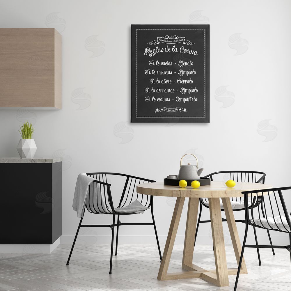 Lettered and Lined Reglas de la Cocina Canvas Wall Art Print in Room