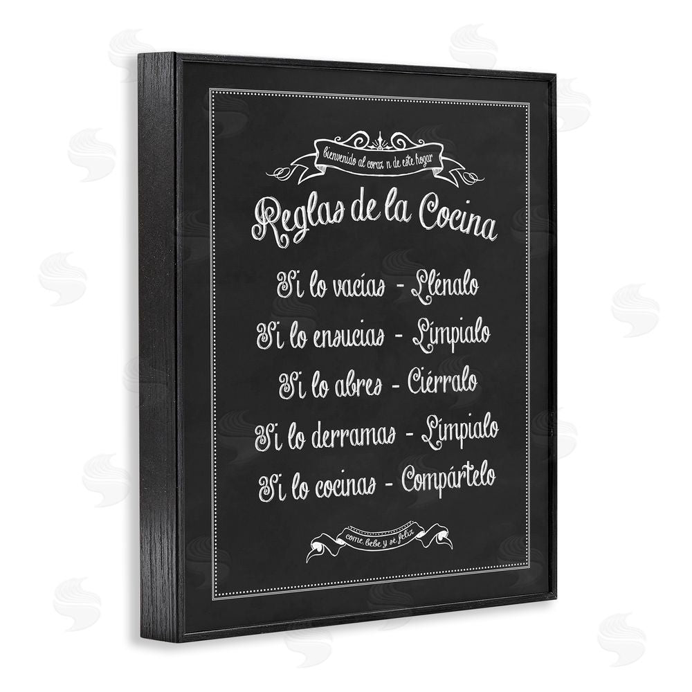 Lettered and Lined Reglas de la Cocina Black Framed Giclee Wall Art Print