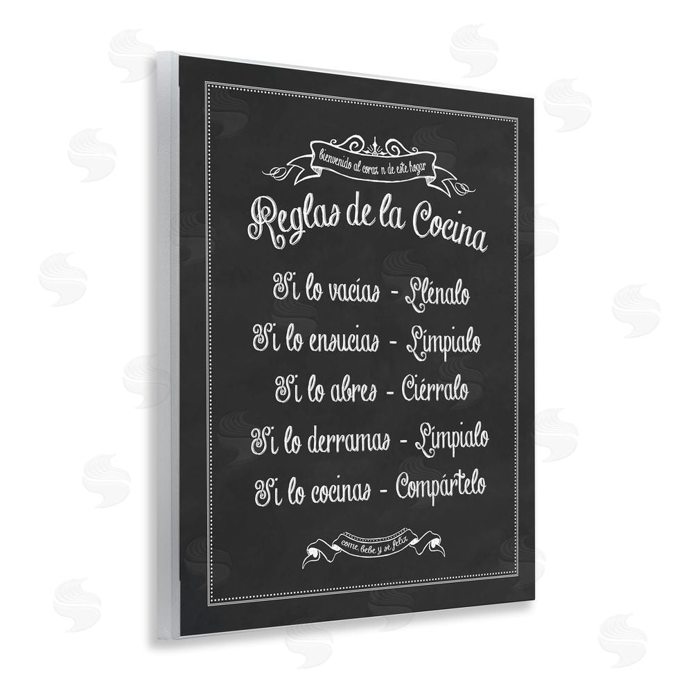 Lettered and Lined Reglas de la Cocina Wooden Wall Plaque Art Print