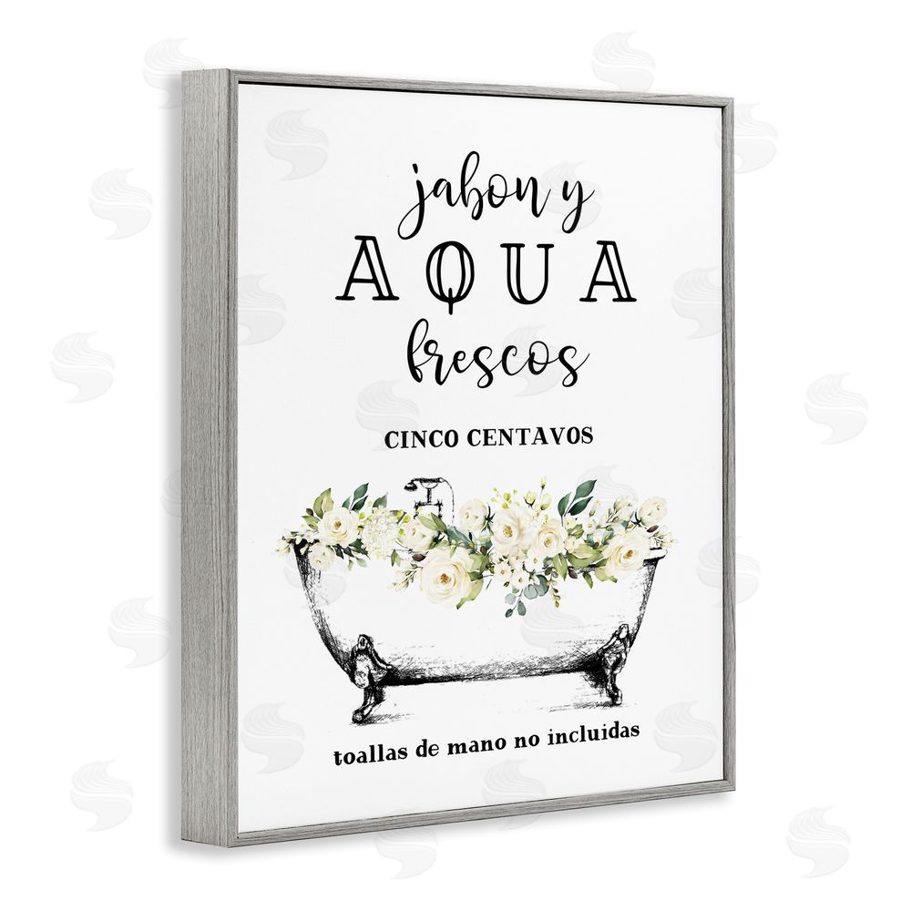 Lettered and Lined Jabón y Aqua Frescos Gray Framed Giclee Wall Art Print