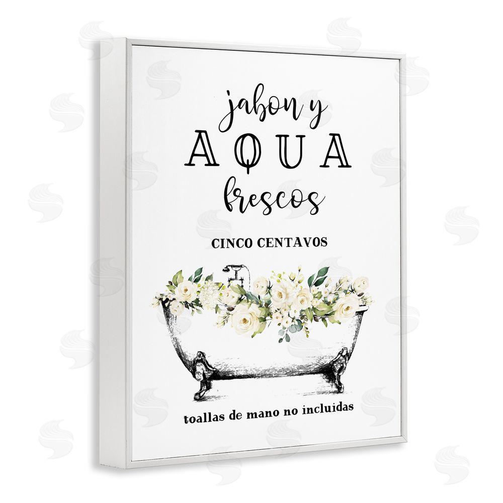 Lettered and Lined Jabón y Aqua Frescos White Framed Giclee Wall Art Print