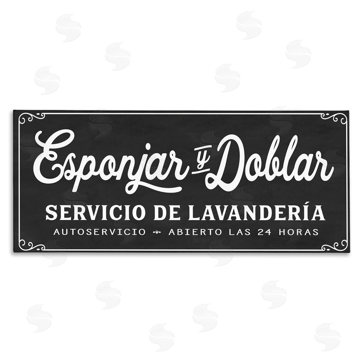 Lettered and Lined Esponjar y Doblar Lavandería Canvas Wall Art Print