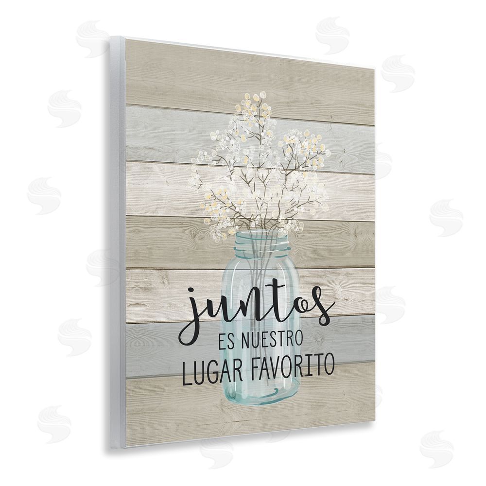 Lettered and Lined Juntos, Nuestro Lugar Favorito Wooden Wall Plaque Art Print