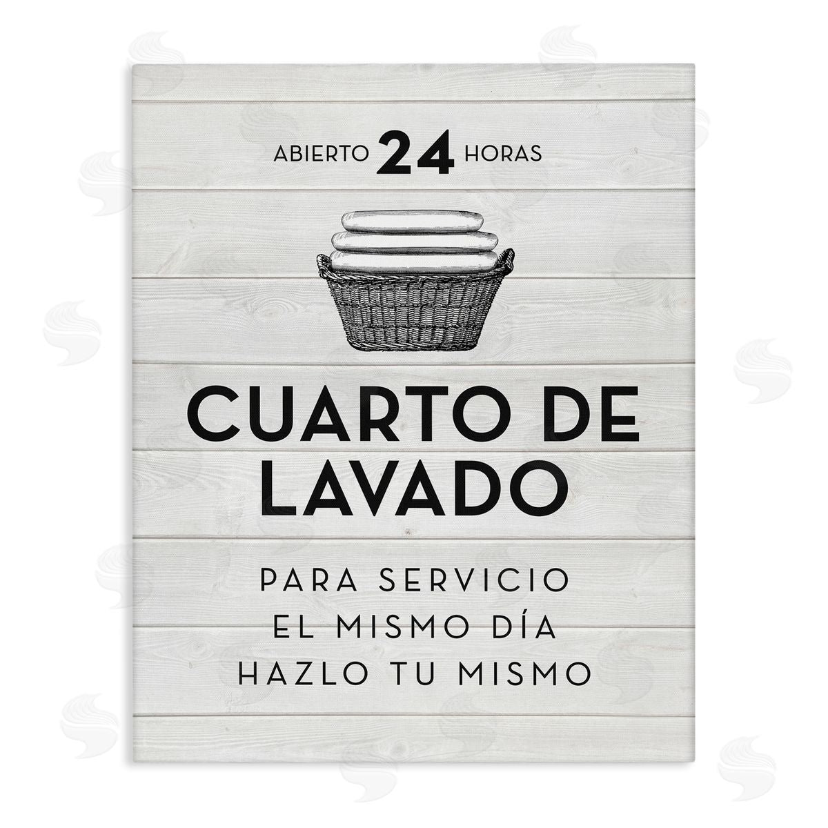 Lettered and Lined Publicidad Día de Lavandería, Blanco Canvas Wall Art Print