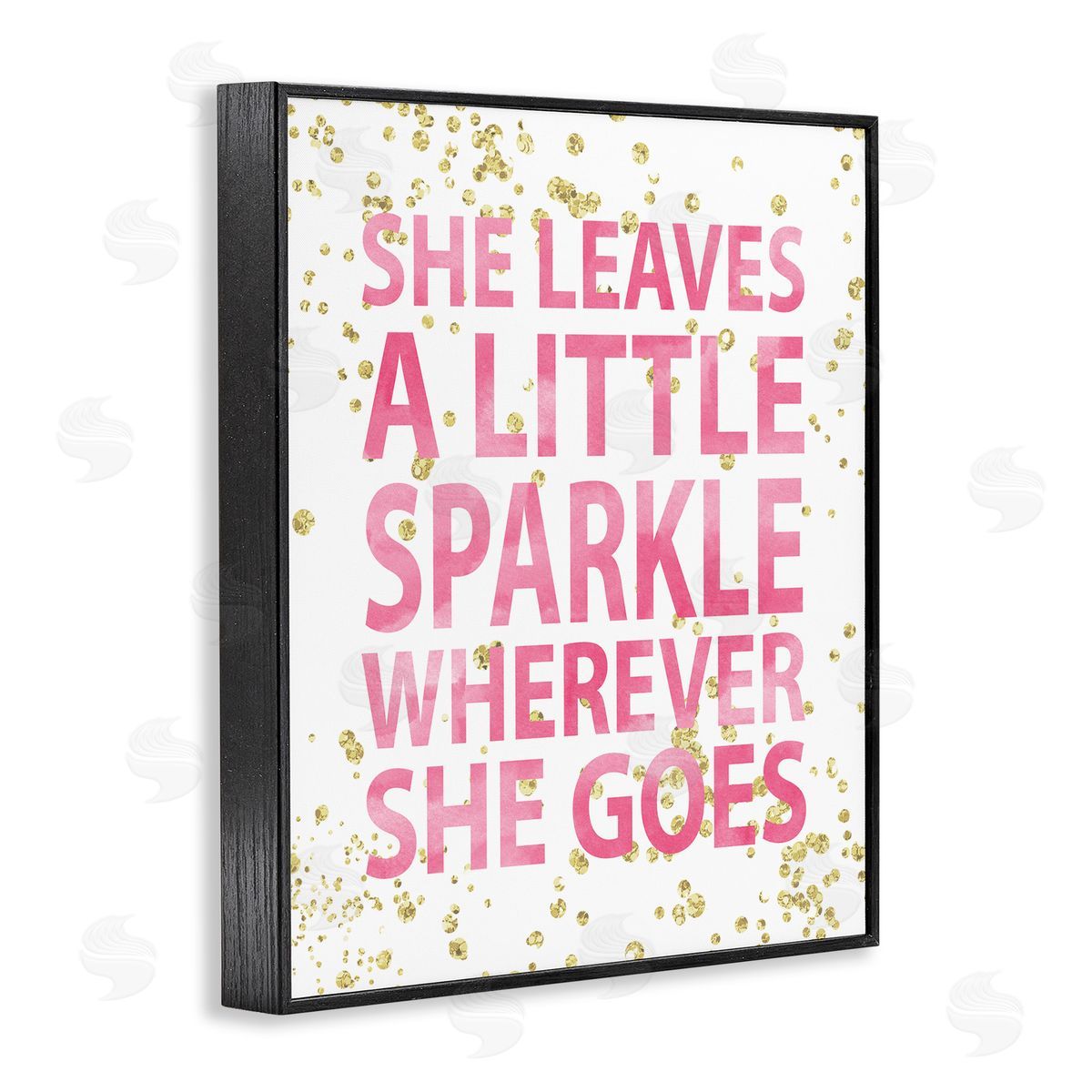 Leaves A Little Sparkle Phrase Black Frame Print Wall Art, Home Decor by Susan Newberry Designs