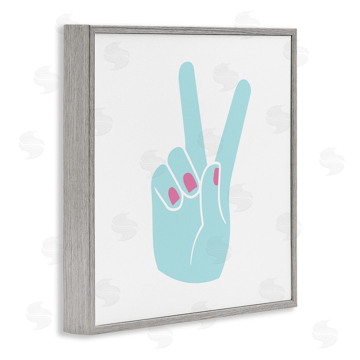 Peace Hand with Nail Polish Grey Frame Print Wall Art, Home Decor by Stupell Studio