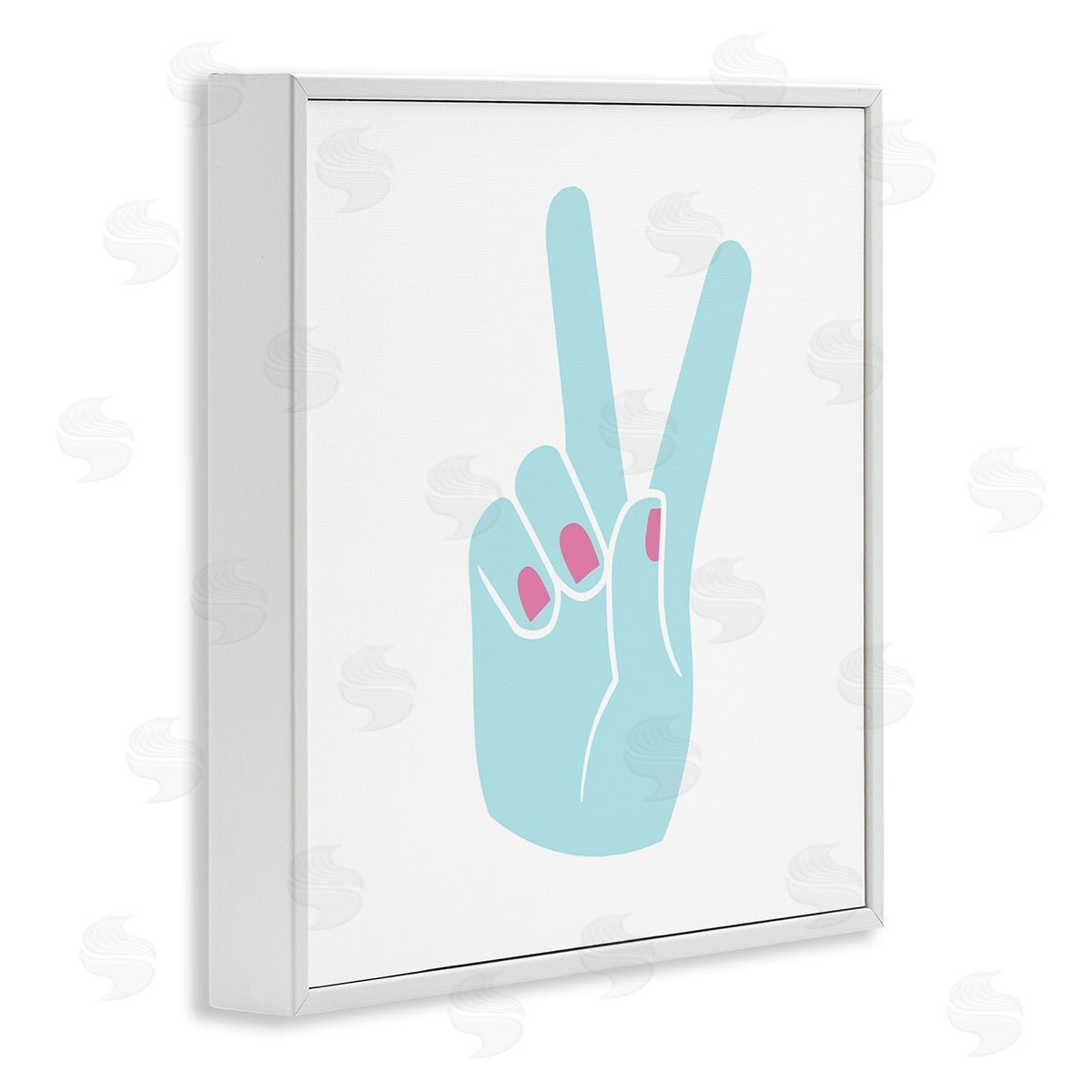 Peace Hand with Nail Polish White Frame Print Wall Art, Home Decor by Stupell Studio