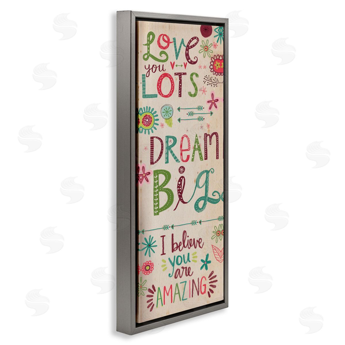Encouraging Floral Dream Big Grey Floating Frame Canvas Wall Art, Home Decor by Katie Doucette