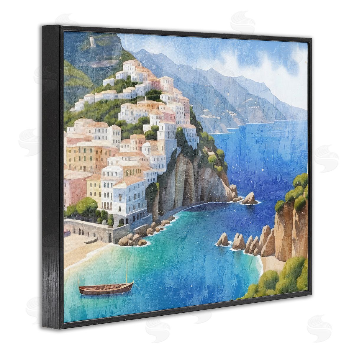 Vibrant Coastal Seascape Black Frame Print Wall Art, Home Decor by Kim Allen