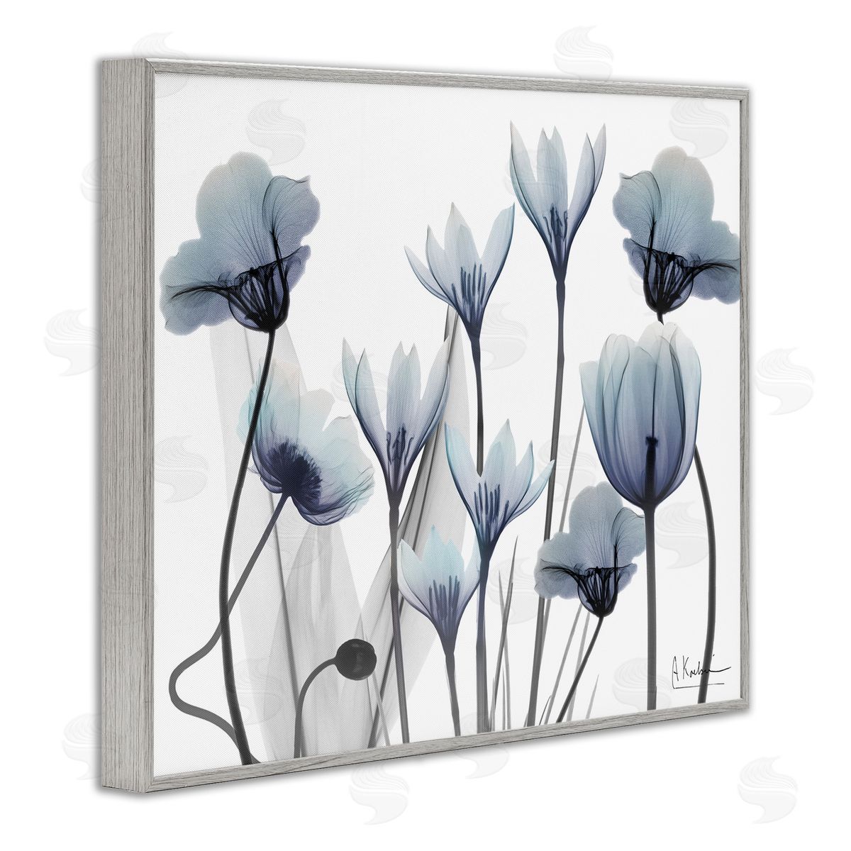 Delicate Mixed Chic Blooms Grey Frame Print Wall Art, Home Decor by Albert Koetsier