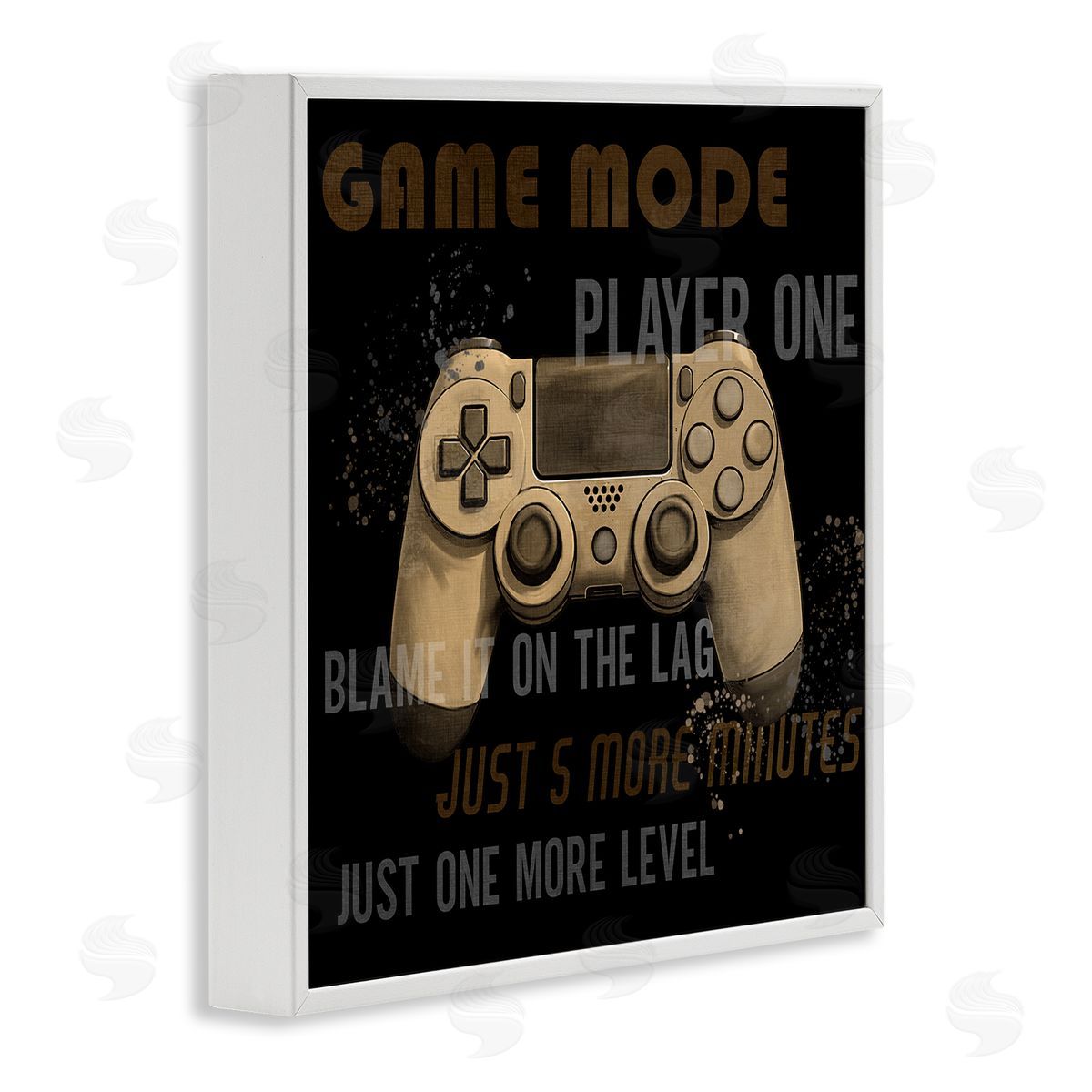 Gamer Phrases Vintage Style White Frame Print Wall Art, Home Decor by Kim Allen