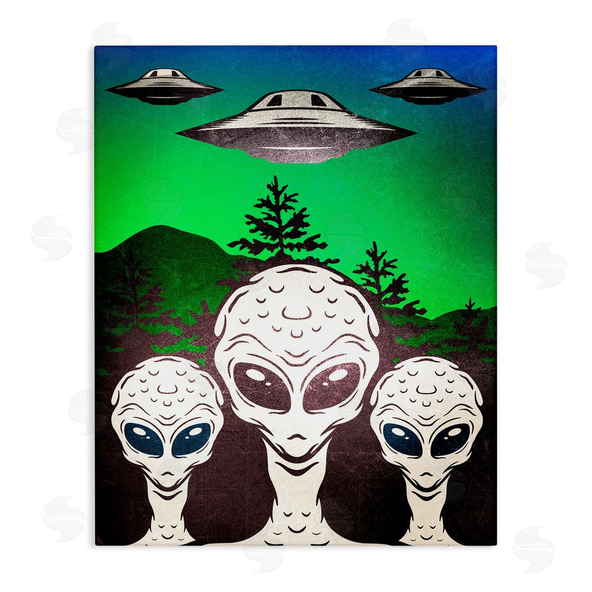 Vintage Aliens & UFO Canvas Wall Art, Home Decor by Kim Allen