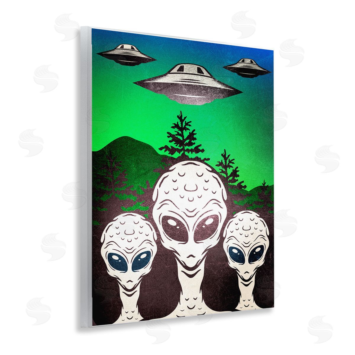Vintage Aliens & UFO Wood Plaque Wall Art, Home Decor by Kim Allen