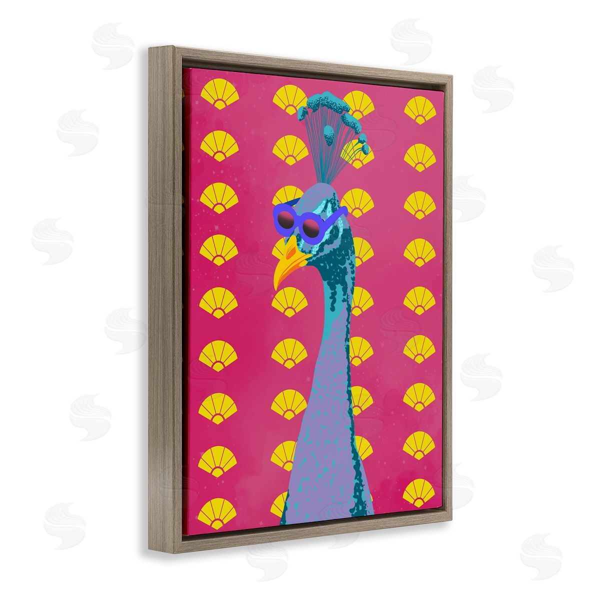 Vibrant Mod Peacock Brown Floating Frame Canvas Wall Art, Home Decor by Marcus Prime
