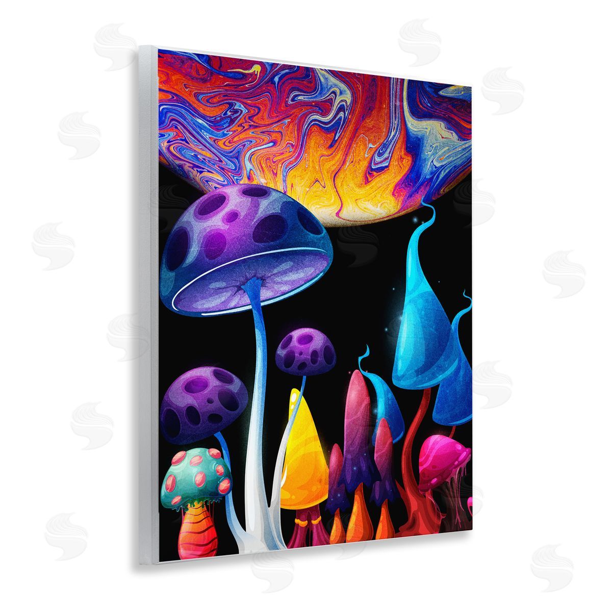 Whimsical Mushrooms in Space Wood Plaque Wall Art, Home Decor by Kim Allen