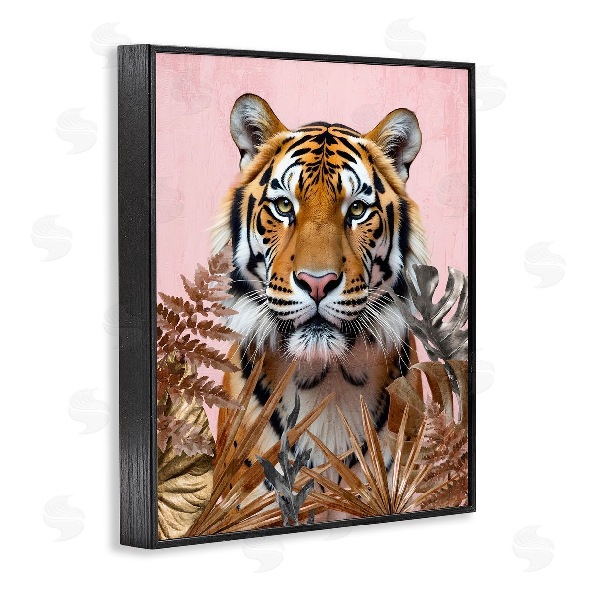 Fierce Tiger on Pink Black Frame Print Wall Art, Home Decor by Kim Allen