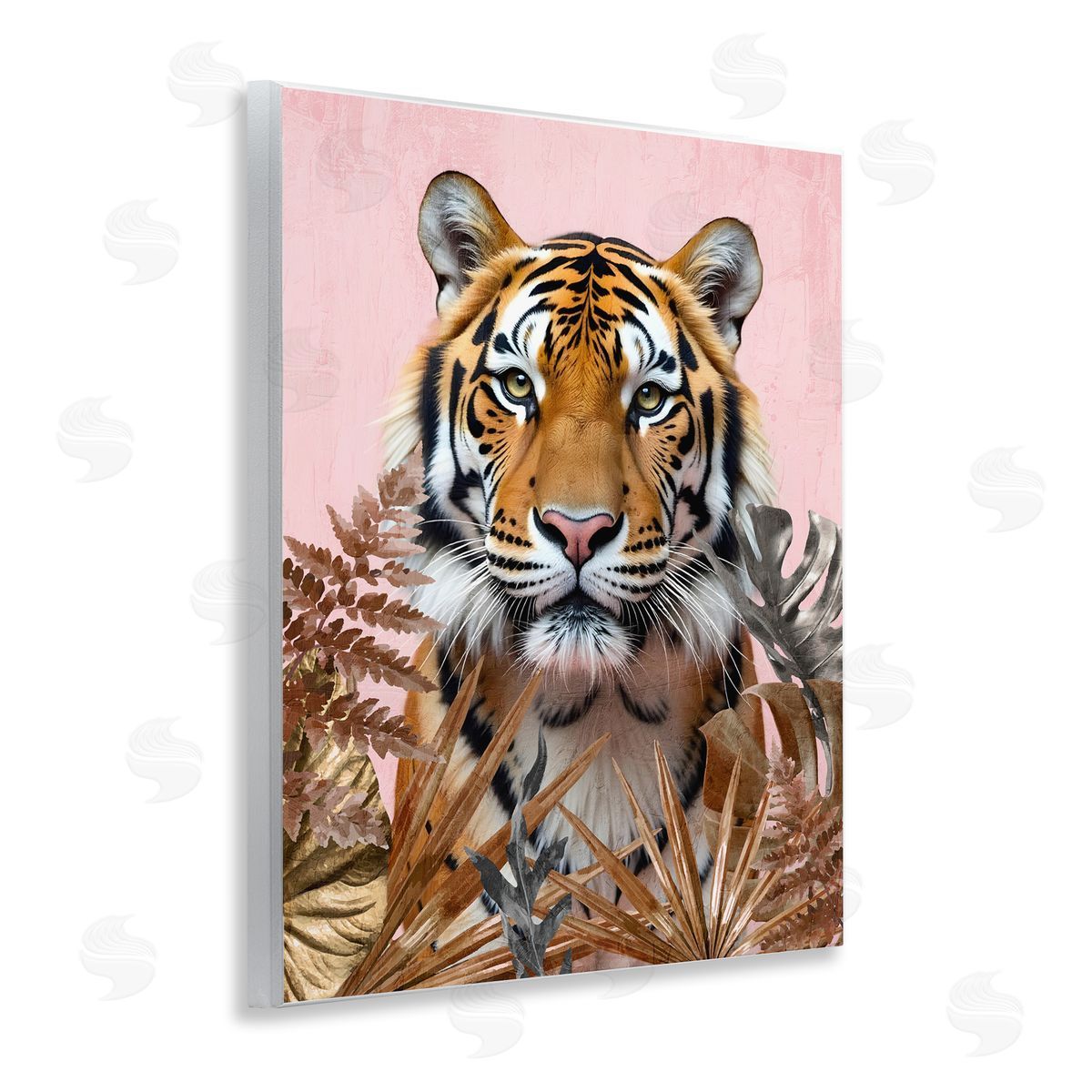 Fierce Tiger on Pink Wood Plaque Wall Art, Home Decor by Kim Allen