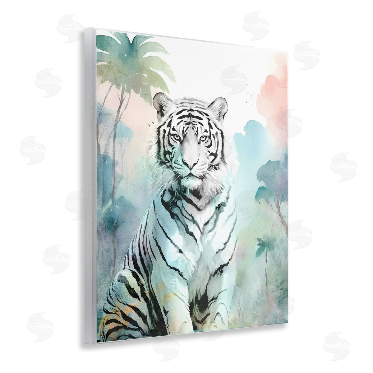 White Tiger in Jungle Wood Plaque Wall Art, Home Decor by Kim Allen
