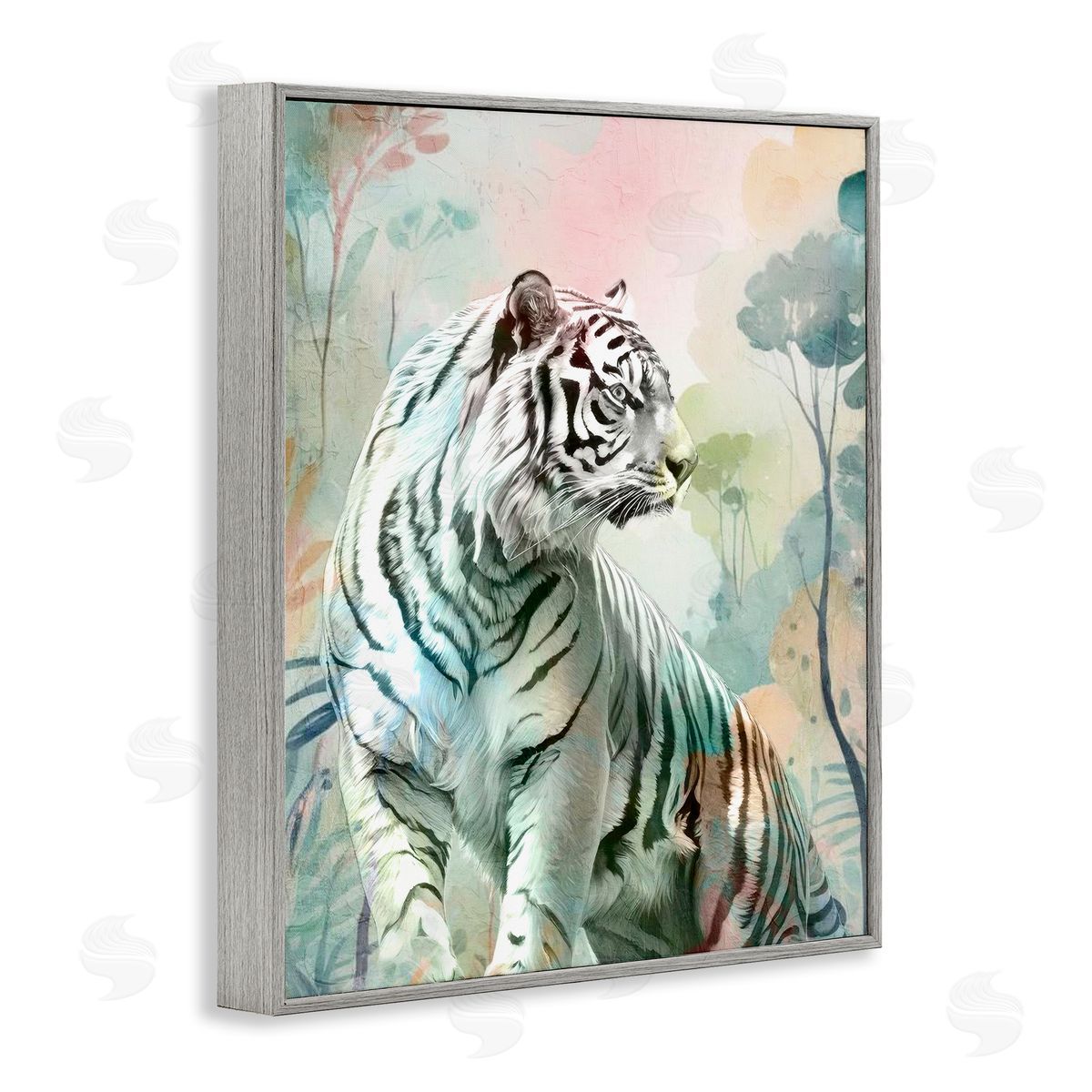 Soft Gazing Tiger Grey Frame Print Wall Art, Home Decor by Kim Allen