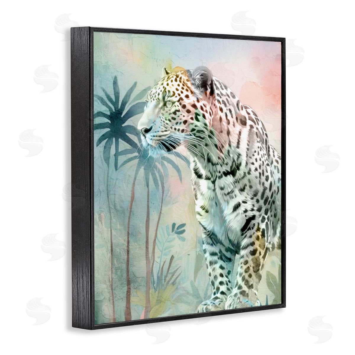 Gazing Jungle Leopard Black Frame Print Wall Art, Home Decor by Kim Allen