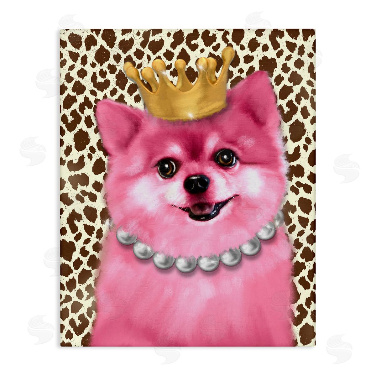 Pink Royal Pomeranian Canvas Wall Art, Home Decor by Matthew Piotrowicz
