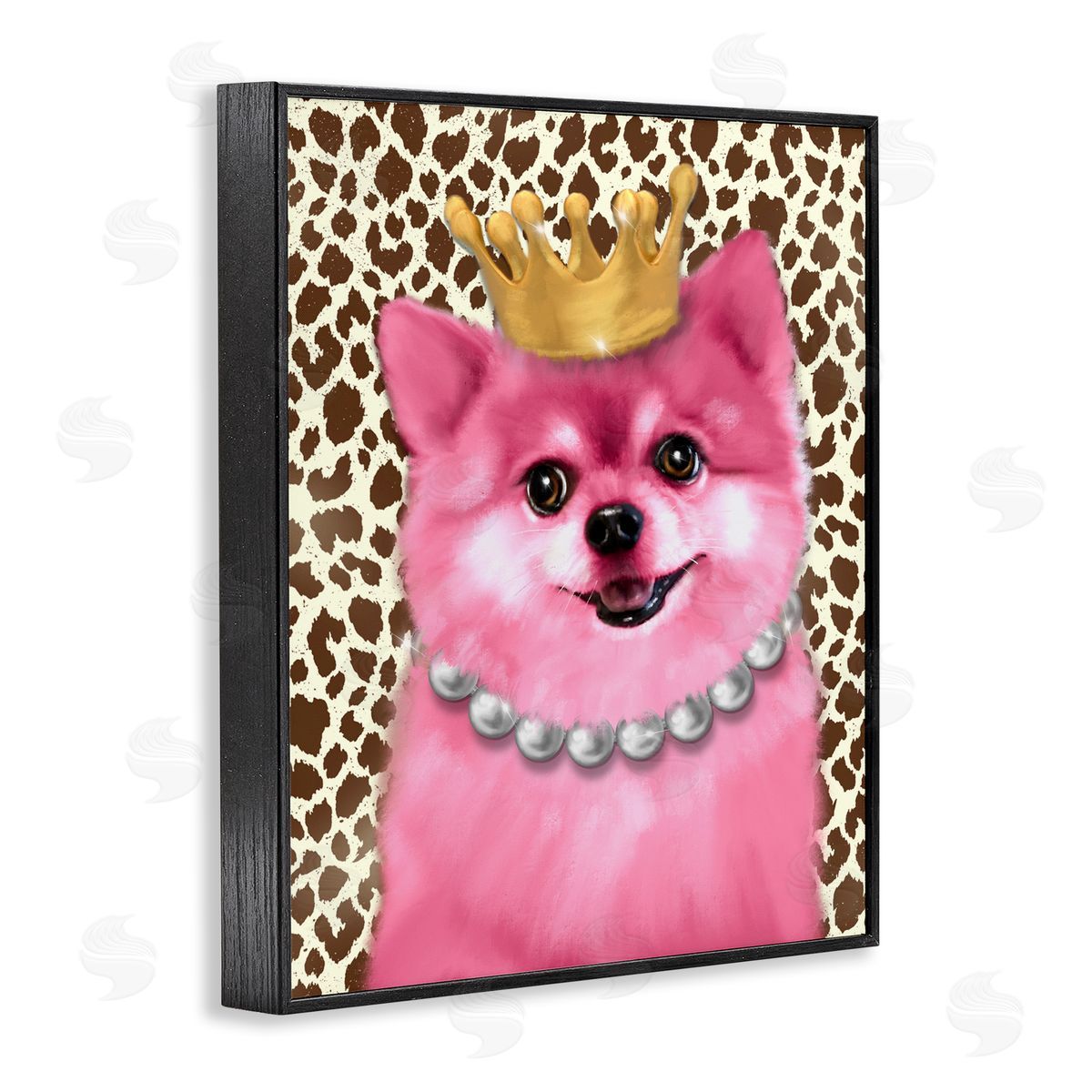 Pink Royal Pomeranian Black Frame Print Wall Art, Home Decor by Matthew Piotrowicz