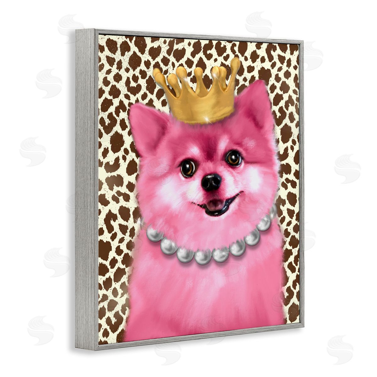 Pink Royal Pomeranian Grey Frame Print Wall Art, Home Decor by Matthew Piotrowicz