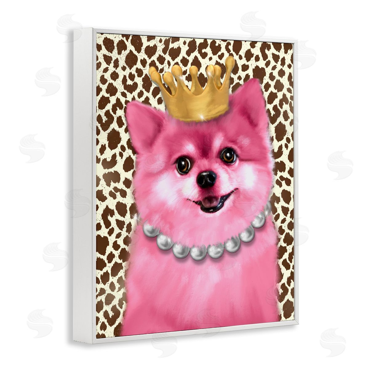 Pink Royal Pomeranian White Frame Print Wall Art, Home Decor by Matthew Piotrowicz