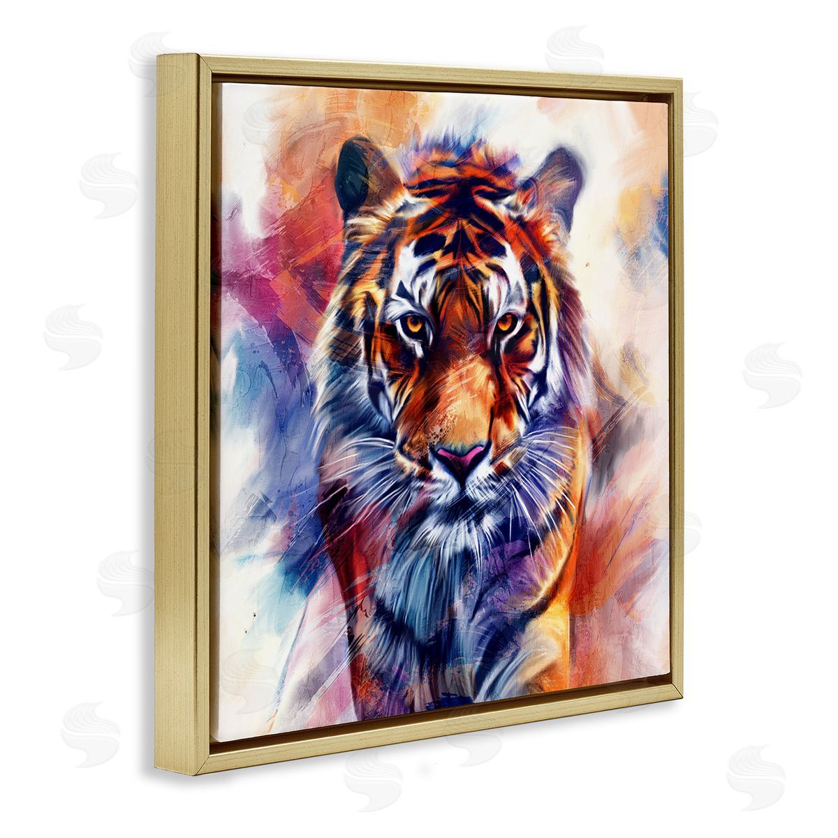 Fierce Vibrant Tiger Gold Floating Frame Canvas Wall Art, Home Decor by Kim Allen