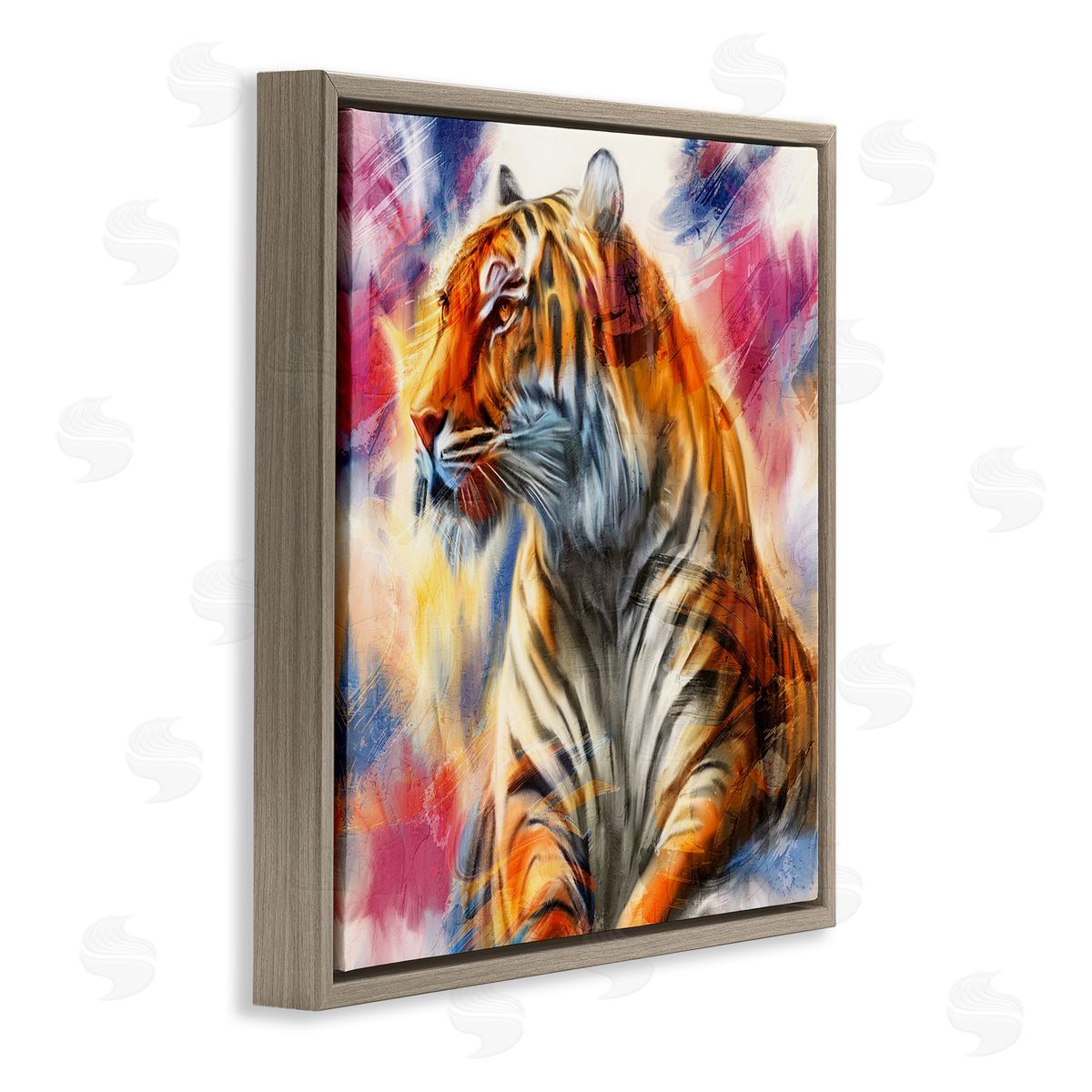 Fierce & Elegant Tiger Brown Floating Frame Canvas Wall Art, Home Decor by Kim Allen