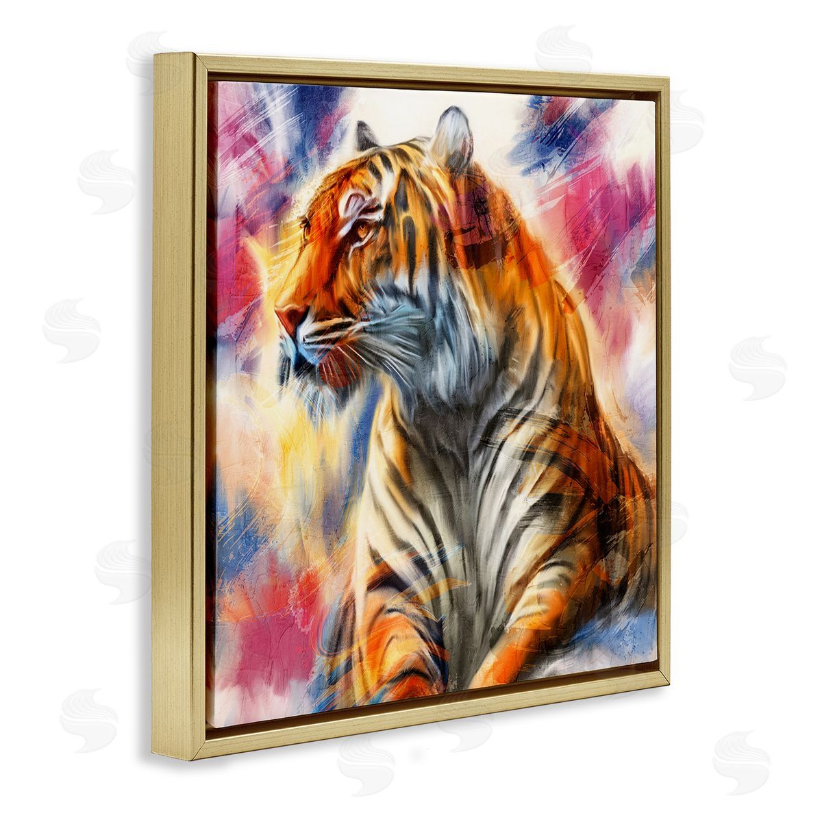 Fierce & Elegant Tiger Gold Floating Frame Canvas Wall Art, Home Decor by Kim Allen