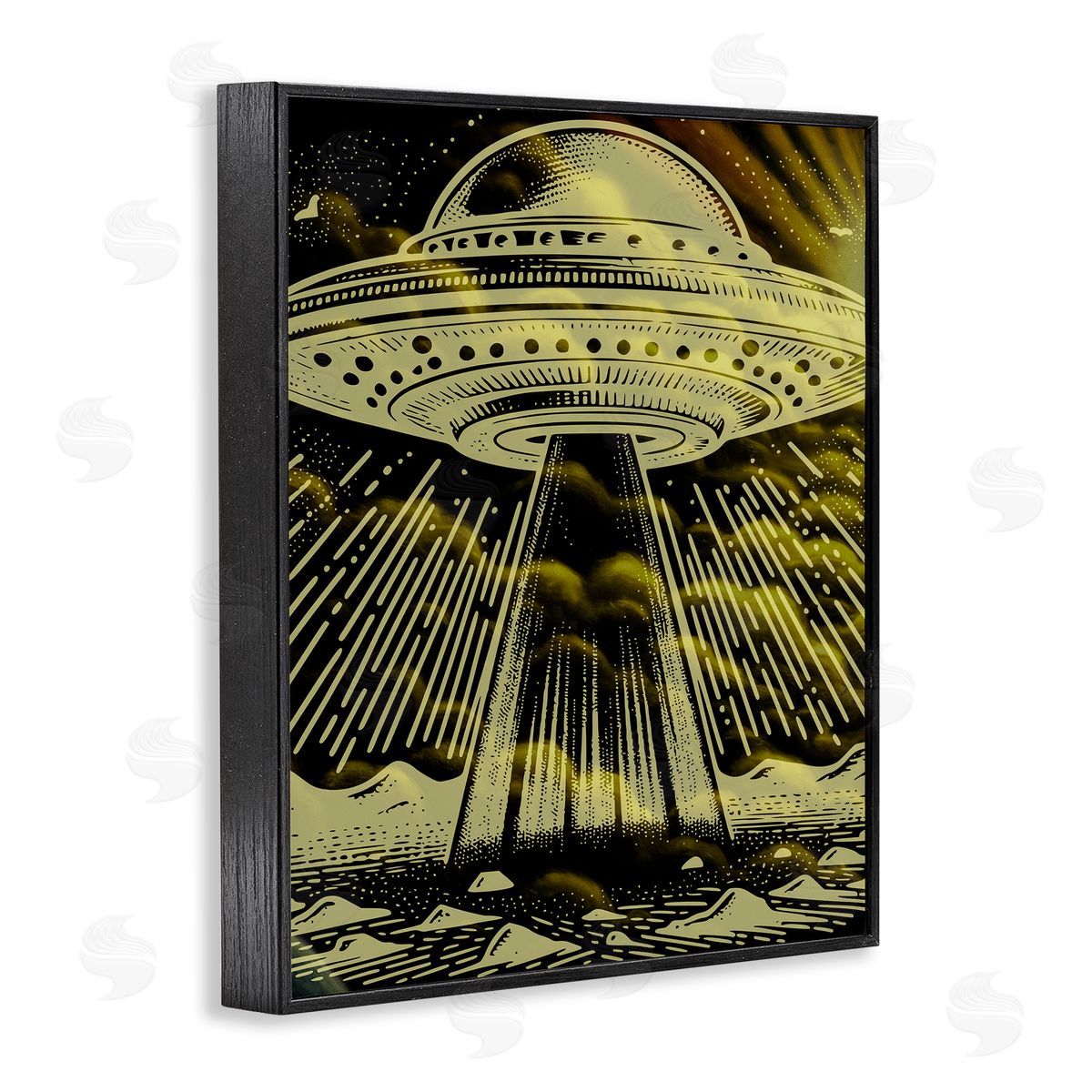 Mysterious Alien UFO Black Frame Print Wall Art, Home Decor by Jesse Keith