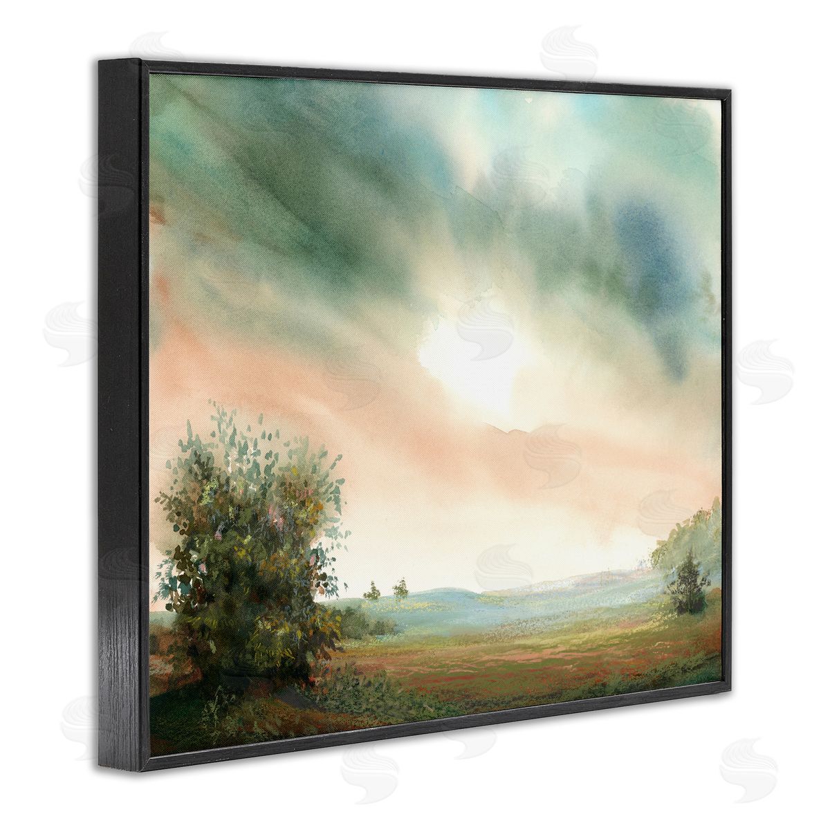 Sunrise over Pastoral Field Black Frame Print Wall Art, Home Decor by Ashley Davis