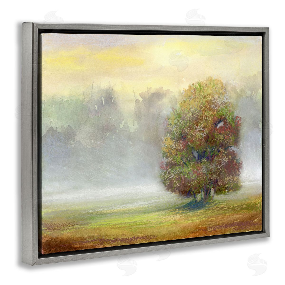 Dry Brush Tree in Nature Grey Floating Frame Canvas Wall Art, Home Decor by Ashley Davis