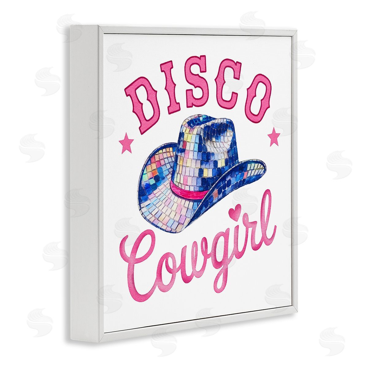 Disco Cowgirl & Hat White Frame Print Wall Art, Home Decor by Amanda Greenwood