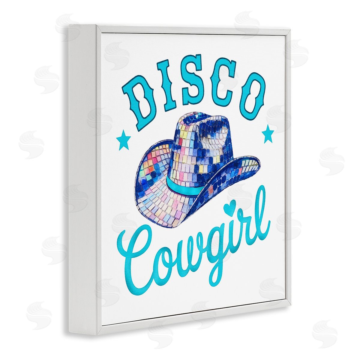 Turquoise Disco Cowgirl White Frame Print Wall Art, Home Decor by Amanda Greenwood