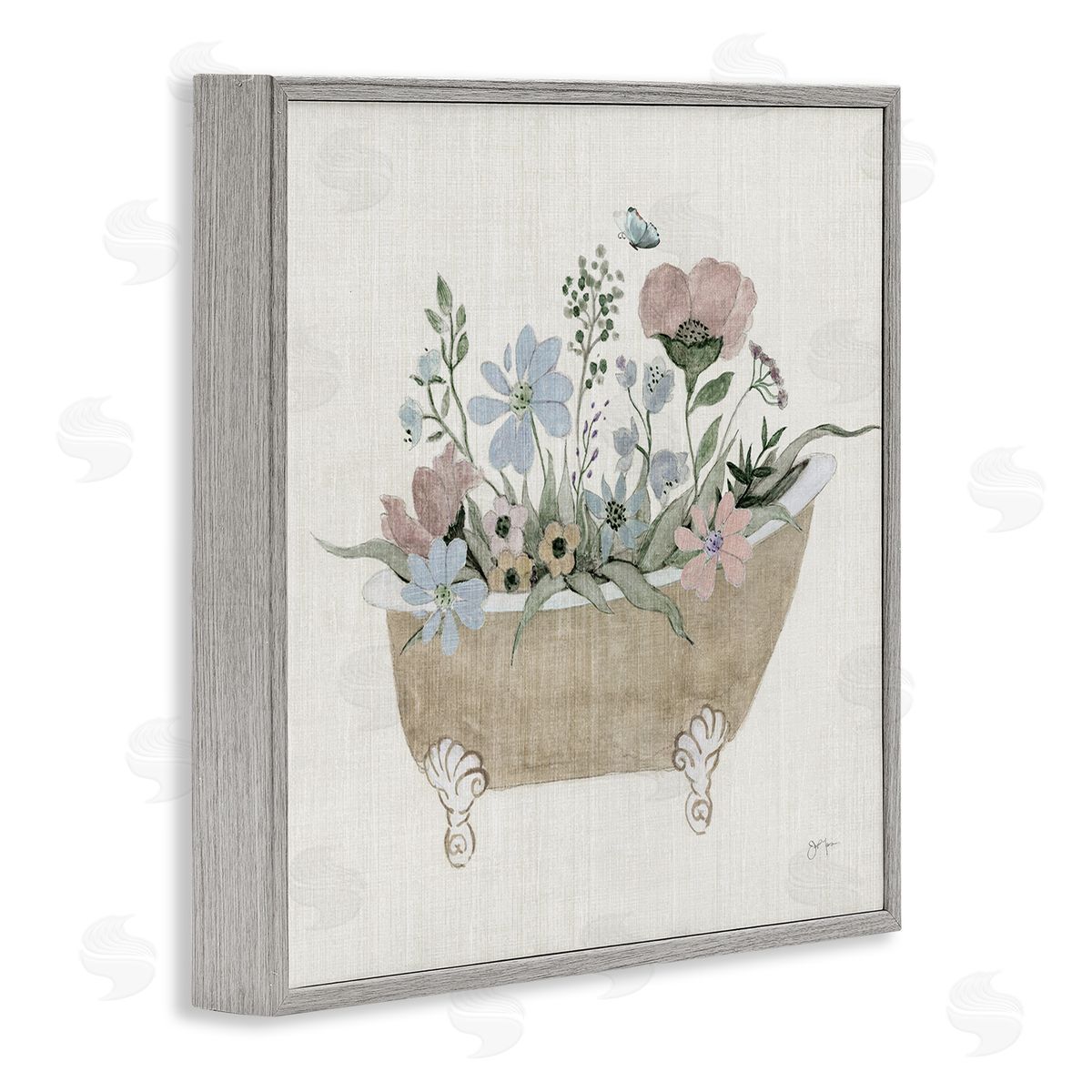 Rustic Botanicals in Tub Grey Frame Print Wall Art, Home Decor by Janet Tava