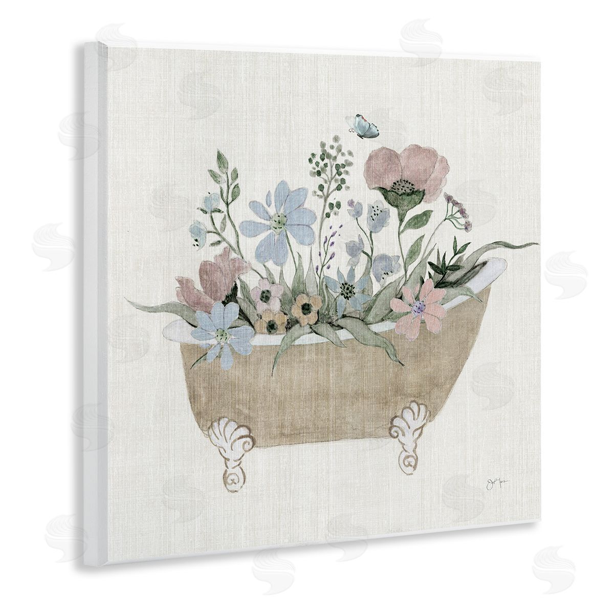 Rustic Botanicals in Tub Wood Plaque Wall Art, Home Decor by Janet Tava