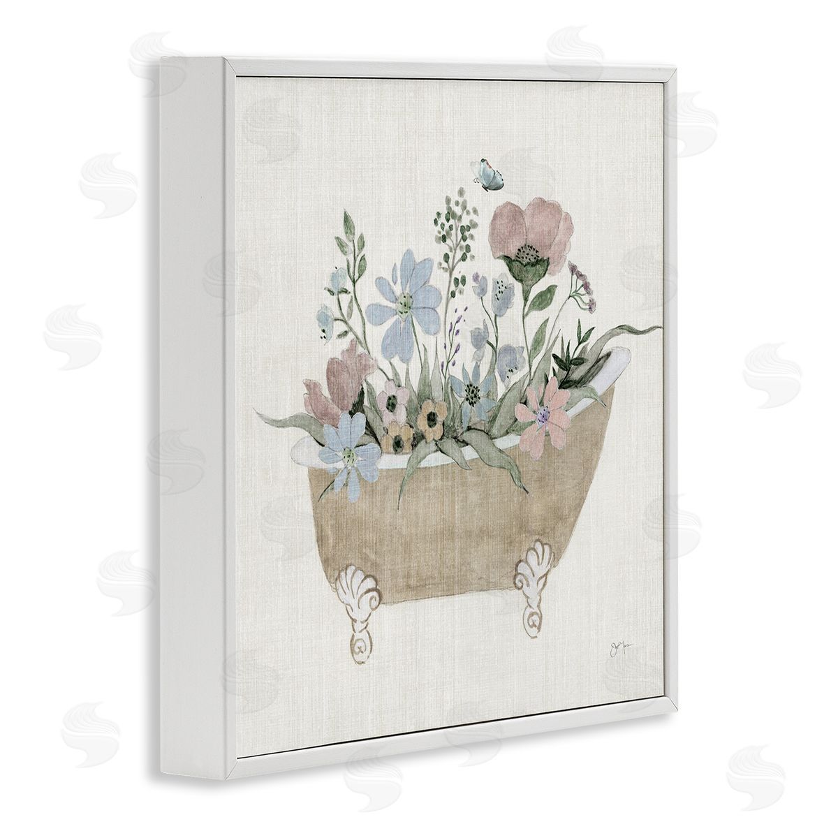 Rustic Botanicals in Tub White Frame Print Wall Art, Home Decor by Janet Tava