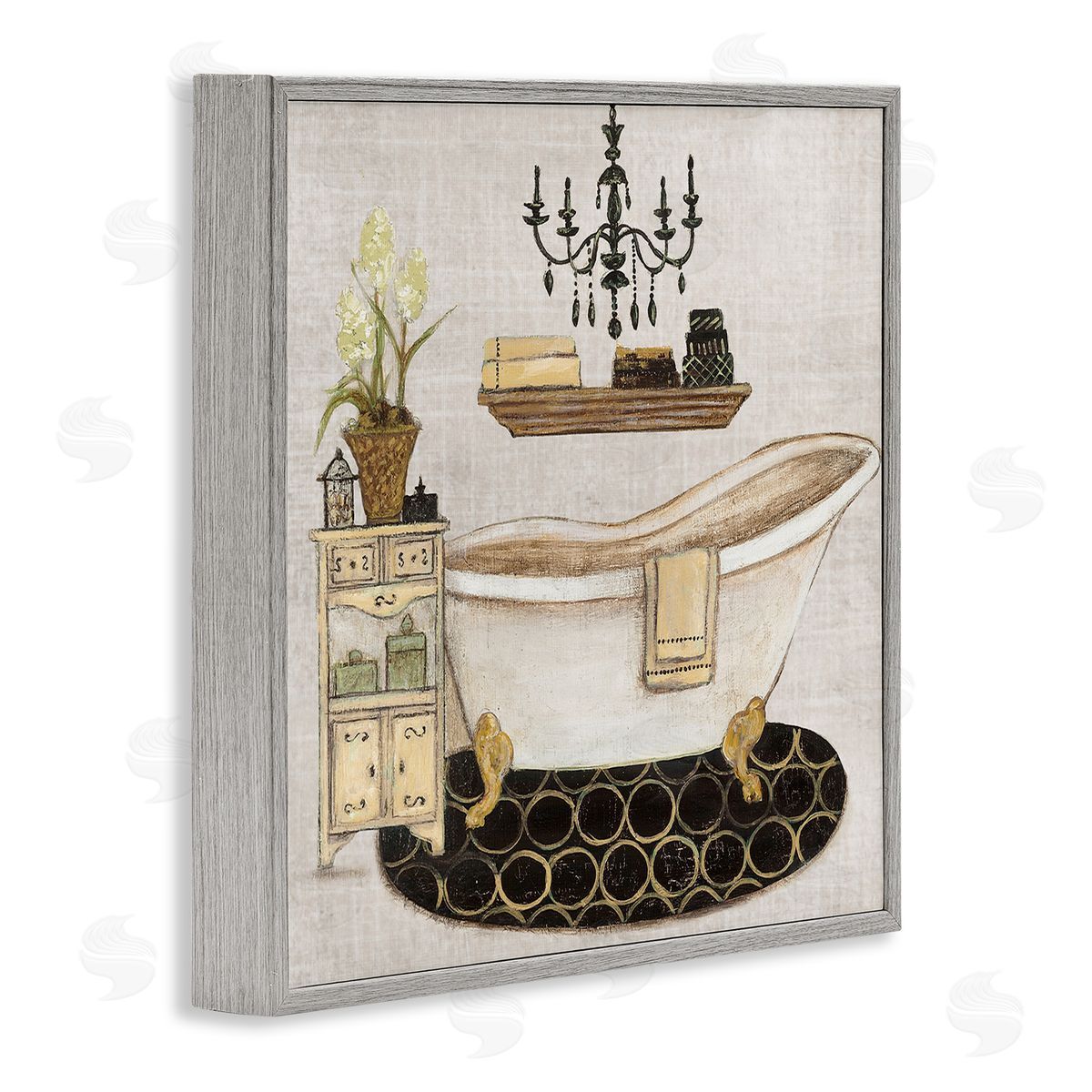 Serene Vintage Bathtub Grey Frame Print Wall Art, Home Decor by Janet Tava