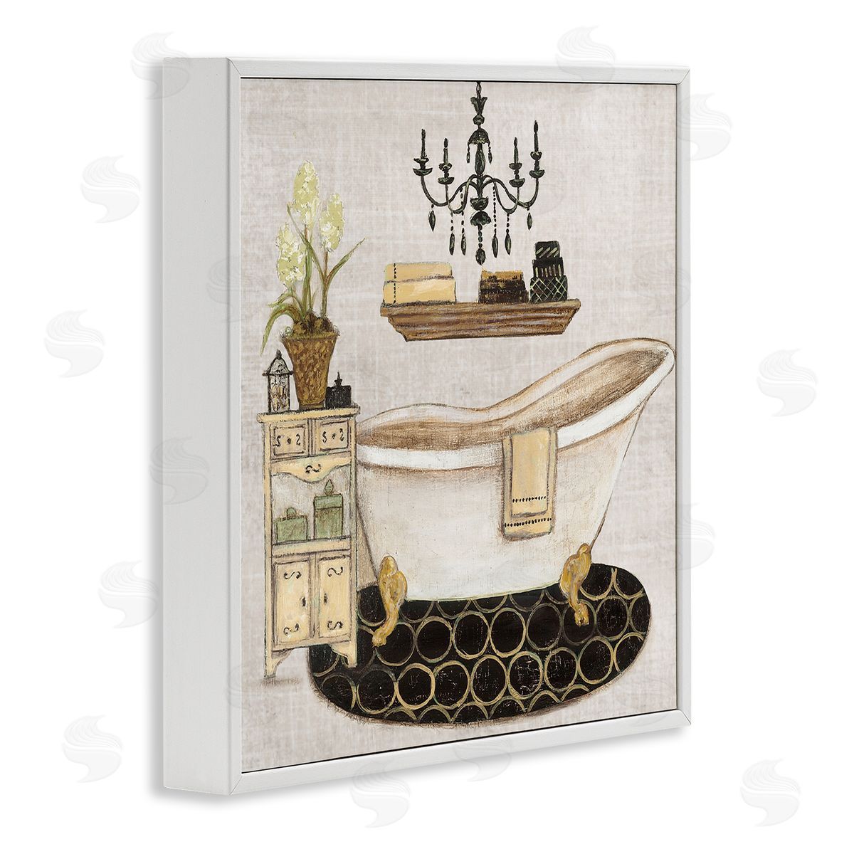 Serene Vintage Bathtub White Frame Print Wall Art, Home Decor by Janet Tava