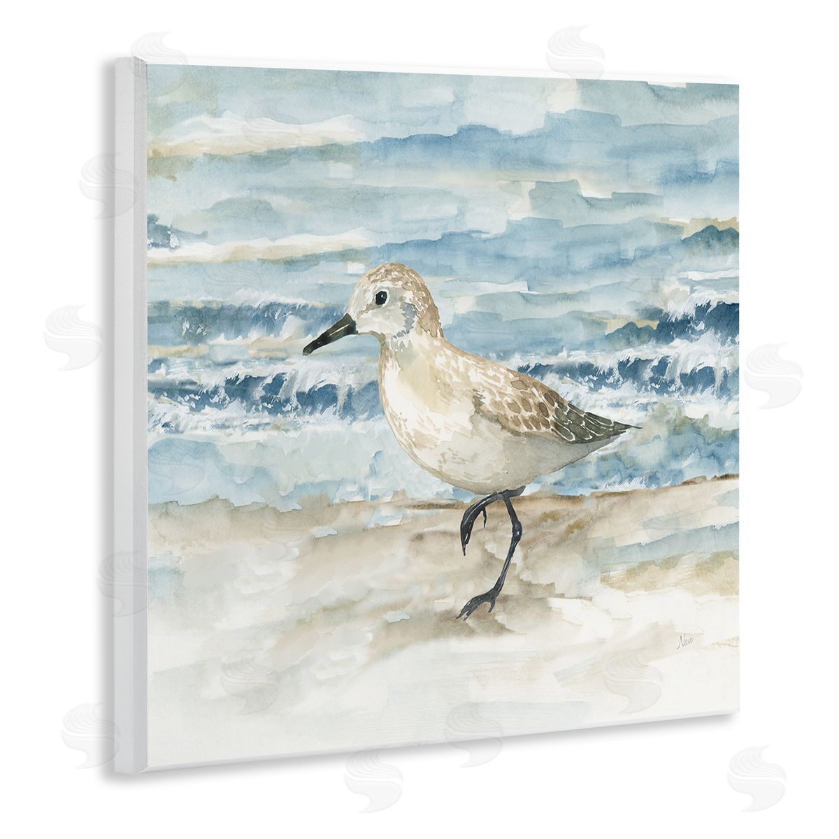 Balancing Sandpiper on Shore Wood Plaque Wall Art, Home Decor by Nan