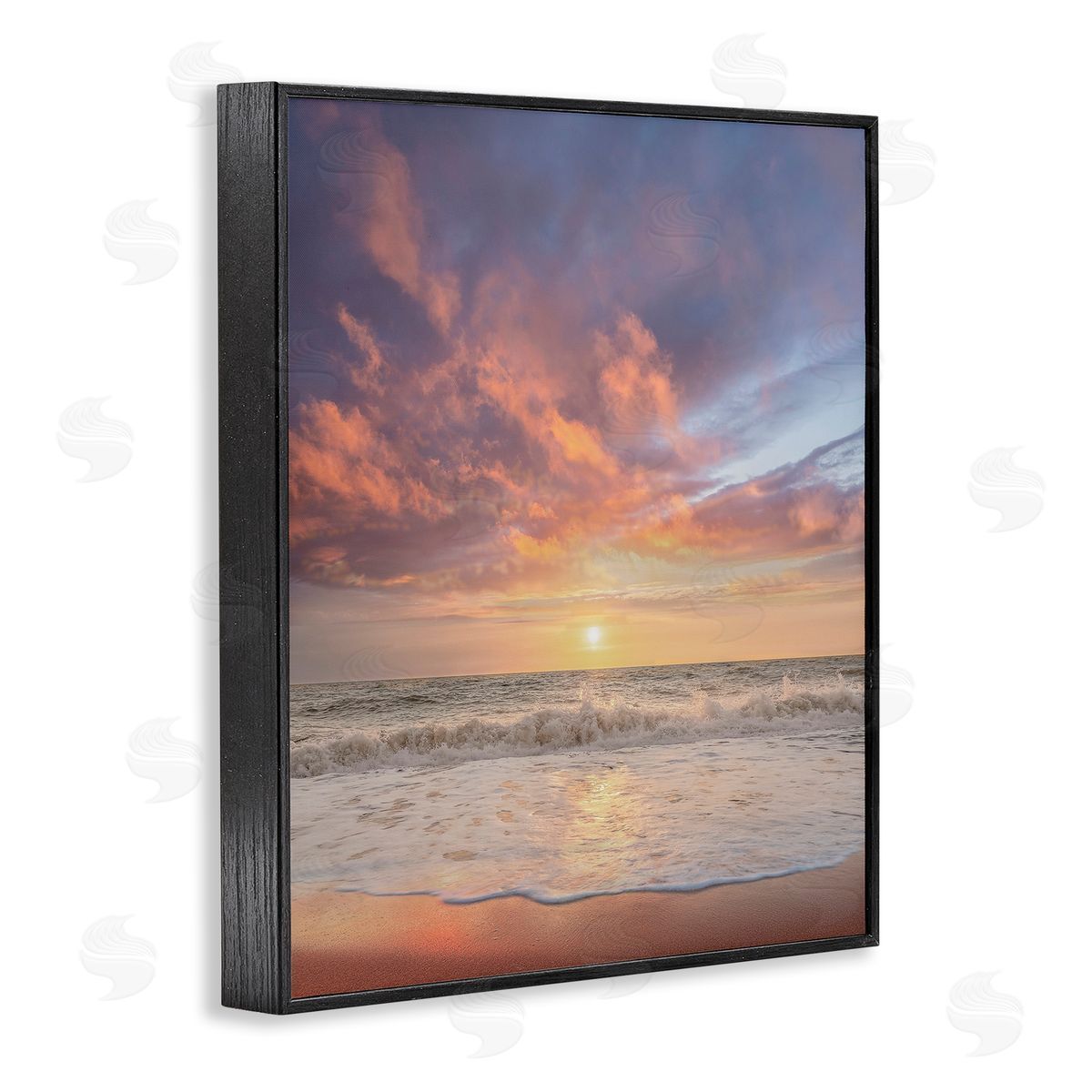 Sunlit Clouds over Beach Black Frame Print Wall Art, Home Decor by Mike Calascibetta