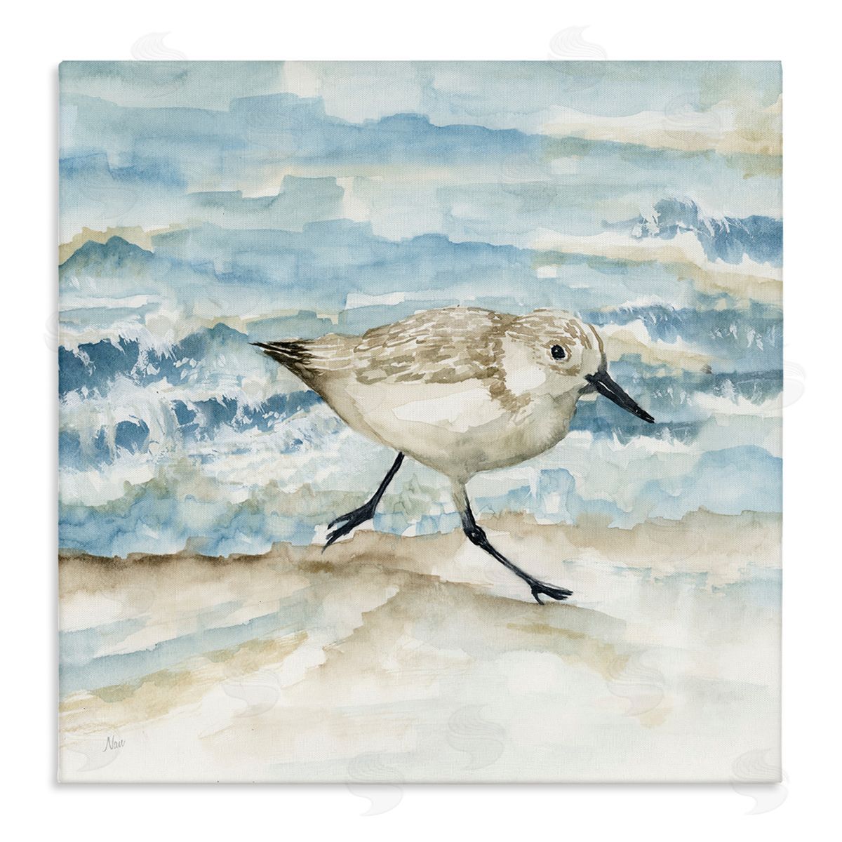 Sandpiper Striding Shore Canvas Wall Art, Home Decor by Nan